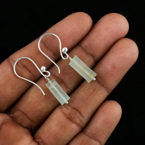 Miniatura 12 de Aretes de aro de cristal afganita natural Piedras afganas de alto grado Aretes chapados en plata Gota lisa Joyas de piedras preciosas hechas