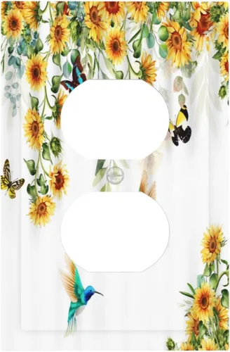 Miniatura 97 de Cubiertas de Interruptor de Luz Artísticas de Cuádruple Palanca con Hojas Tropicales Florales Boho, Flores Bohemias Decorativas Botánicas, Placas