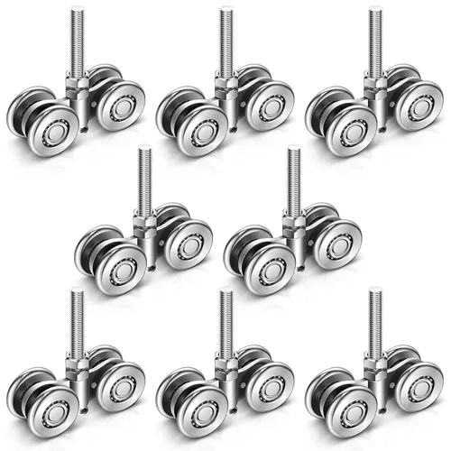 Miniatura 8 de Yexiya - 4 piezas de conjunto de carrito con ruedas para puertas corredizas de granero, rodillos para riel colgante de 1-3/4" de ancho y riel