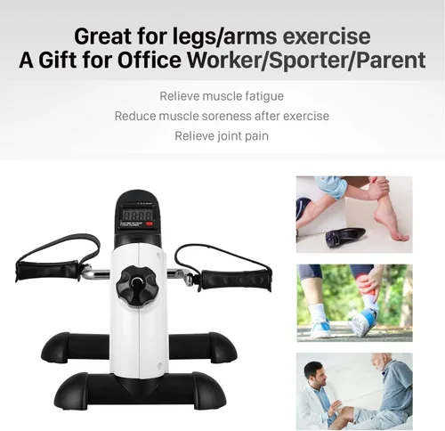 Miniatura 2 de Mini bicicleta de ejercicio, ejercitador de pedal de bicicleta Uten para debajo del escritorio, ejercitador de peddler Blanco