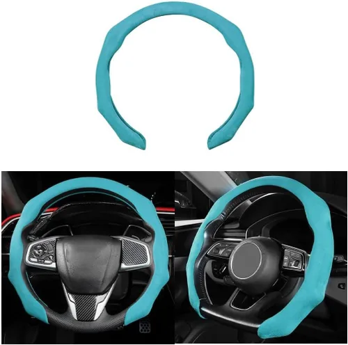 Miniatura 14 de Mandark - Funda para volante de auto de ante, protector para volante de vehículo deportivo que se ajusta a 15 pulgadas, accesorios de decoración