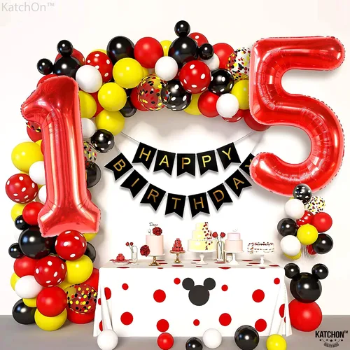 Miniatura 9 de Katchon, Globos rojos enormes del número 15, 40 pulgadas, globos del número 15, decoraciones de cumpleaños de 15 para niñas, decoraciones