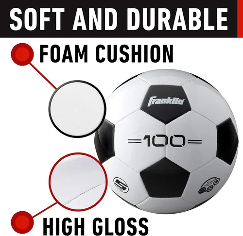 Miniatura 3 de Franklin Sports Balones de fútbol - Jóvenes y adultos - Tallas 3, 4 y 5 - Paquetes individuales y a granel - Blanco y negro