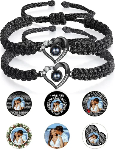 Miniatura 13 de Pulsera con inicial personalizada con imagen en el interior, cuerda de proyección de fotos personalizada para hombres y mujeres, regalo