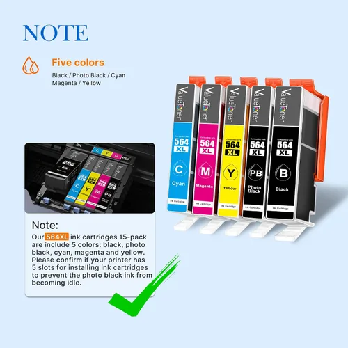 Miniatura 6 de Valuetoner Paquete de 15 cartuchos de tinta 564XL para impresoras HP de repuesto para cartuchos de tinta HP 564, paquete combinado 564XL