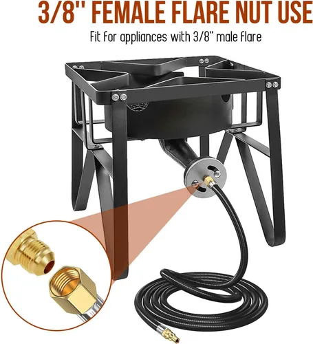 Miniatura 5 de Manguera de conexión rápida de propano de 12 pies para RV a parrilla de gas, tuerca rápida de 1/4 de pulgada a hembra de 3/8 pulgadas, con adaptador