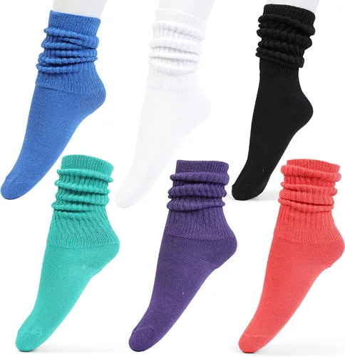 HOT FEET Calcetines holgados para niñas 6 pares para niñas pequeñas divertidos y coloridos calcetines altos hasta la rodilla perfectos para cultivar