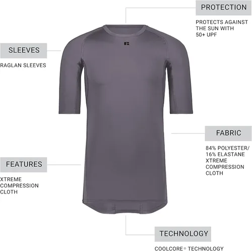 Miniatura 4 de Russell Athletic Coolcore - Camiseta de compresión de media manga para hombre, Stealth, 3XL de EE. UU