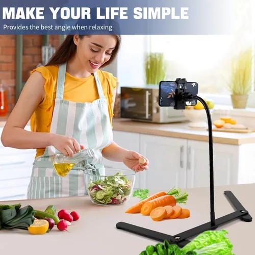 Miniatura 7 de Soporte de teléfono con cuello de cisne, soporte de teléfono ajustable para escritorio, soporte de teléfono para grabar transmisión en vivo, soporte