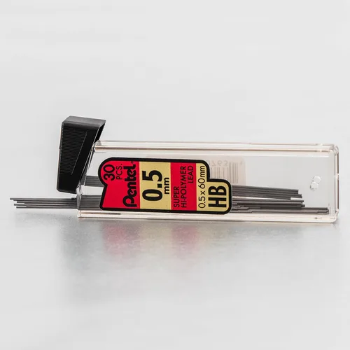 Miniatura 3 de Pentel Super Hi-Polymer - Recambios de 0.020 in de grosor, HB, 180 piezas de plomo (C25BPHB6), (paquete de 2)
