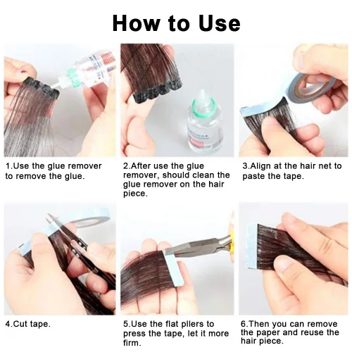 Miniatura 4 de Extensión de cabello adhesivo de doble cara, plástico azul importado, extensión de cabello real, cinta de doble cara fácil de instalar y desmontar
