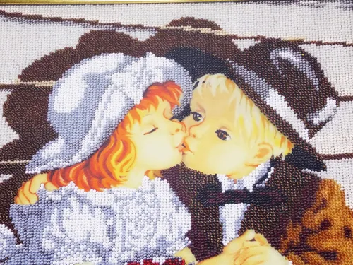 Miniatura 3 de Handmade Gift for Twins sister brother Bead embroidery wall decor seed stitch picture for nursery