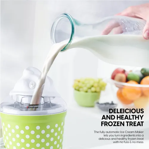 Miniatura 3 de Euro Cuisine Máquina para hacer helados, sorbetes y yogur congelado, máquina casera para hacer helados para niños con 4 vasos de vidrio, tazón