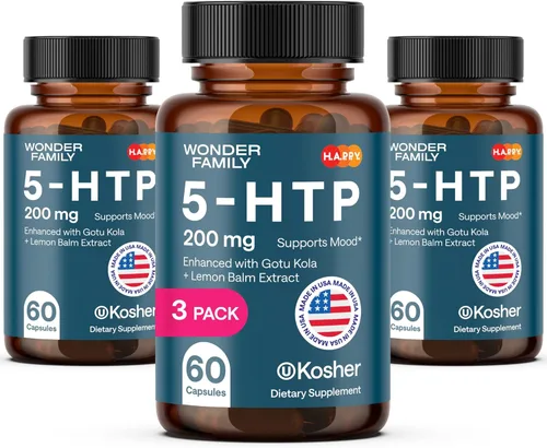 Miniatura 8 de WONDER FAMILY 5 HTP 200mg - con vitamina B6 100 mg, Gotu Kola - Suplemento de bienestar para mujeres, hombres - 2X potencia de 5HTP 100mg, 4X