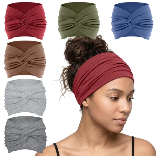 Miniatura 9 de YONUF Diademas anchas para mujer, diademas de nudo trenzado para mujer, banda para el cabello, bufanda, turbante, accesorios color negro, paquete