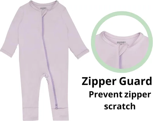 Miniatura 2 de GUISBY Mameluco sin pies para bebé, pijama de rayón con cremallera de 2 vías con manga larga