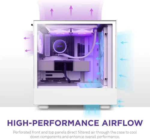Miniatura 3 de NZXT H5 Flow RGB Estuche compacto ATX para juegos de PC de torre media – Panel frontal perforado de alto flujo de aire – Panel lateral de vidrio