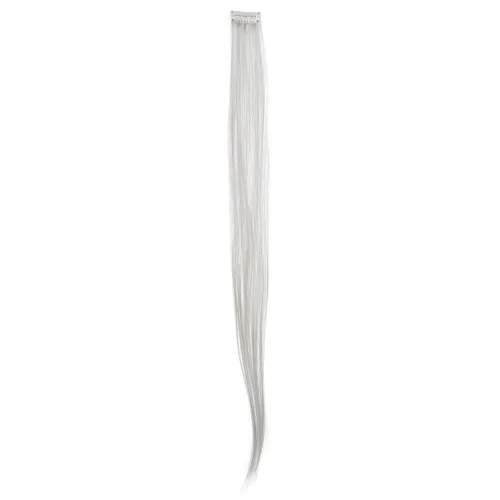 Miniatura 5 de SWACC 12 extensiones de cabello lacio de un color con clip para mujer, extensiones de cabello sintético con rayas de color (gris plateado)
