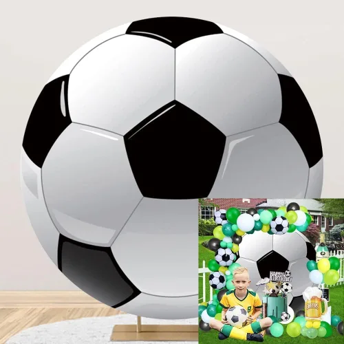 Fondo redondo de fútbol de 6.5 pies, telón de fondo de arco temático deportivo para fiesta y fotografía, decoración de cumpleaños, campo de fútbol,