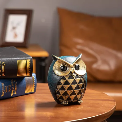 Miniatura 4 de Leekung Estatua de búho para decoración del hogar, figuras de búho para estantería, dormitorio, sala de estar, oficina y soporte de TV, esculturas