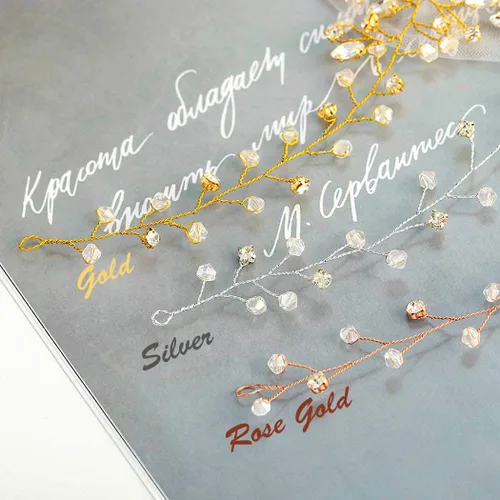 Miniatura 4 de Catery Diadema dorada con diamantes de imitación para novias y mujeres
