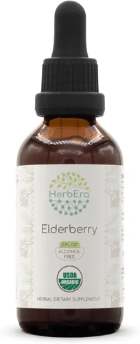 Tintura de extracto de hierbas de saúco B60 sin alcohol, bayas secas súper concentradas de saúco orgánico (Sambucus Nigra), 2 onzas líquidas