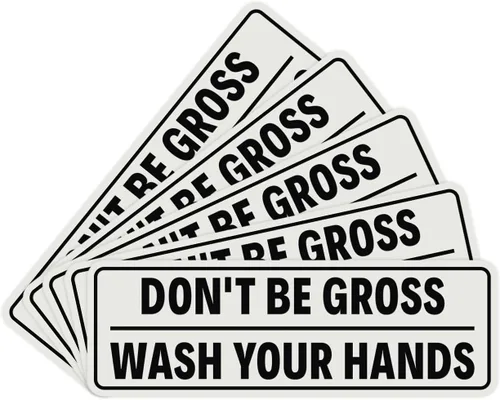 Miniatura 48 de Letrero estándar para puerta o pared, diseño de "Don't Be Gross ("Wash Your Hands"), color negro, mediano
