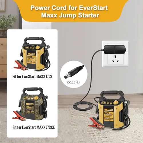 Miniatura 5 de Cargador de 12V CA/CC Cable de alimentación para EverStart Maxx Jump Starter cargador de batería compatible con AVAPOW Ever Start Max J7CCE J7CE