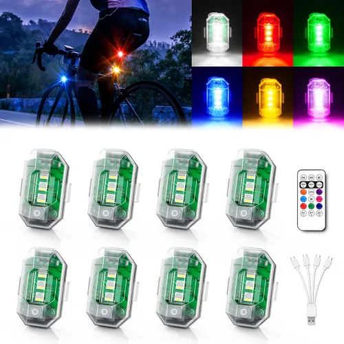 Luces estroboscópicas LED inalámbricas con control remoto, alto brillo, 8 colores, luces anticolisión, impermeables, luces de advertencia de