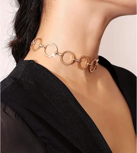Miniatura 3 de Suyi - Gargantilla simple geométrica circular a la altura de la clavícula, para mujeres y niñas