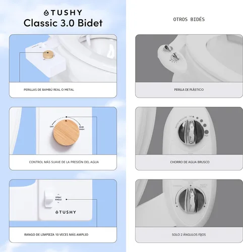 Miniatura 3 de TUSHY Classic 3.0 - Accesorio de bidé para inodoro, pulverizador de agua con autolimpieza no eléctrico, presión de agua ajustable, control de ángulo
