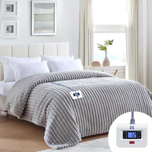 Miniatura 13 de Sealy - Manta eléctrica con calefacción tamaño 50"*60 pulgadas, súper acogedora de pelo sintético a Sherpa reversible con 6 niveles de calefacción