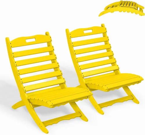 Miniatura 15 de GREENVINES Silla plegable Xavier Wave Sillas Adirondack portátiles Plástico HDPE Silla para fogata para todo tipo de clima Negro