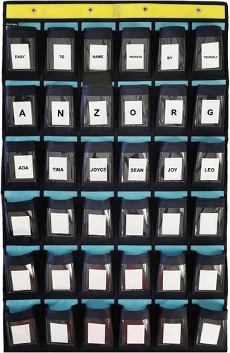 Miniatura 8 de Organizador de teléfonos celulares para aula, soporte para calculadoras, para colgar sobre la puerta, organizador de joyas, armario, ropa