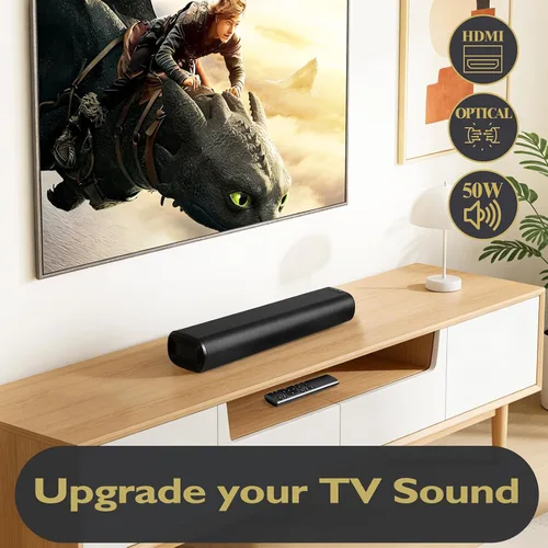 Miniatura 2 de LEMEGA Barra de sonido Edge X1 2.0 para TV con HDMI ARC, potente altavoz RMS de 50 W, transmisión Bluetooth, óptica, AUX y USB, barra de sonido