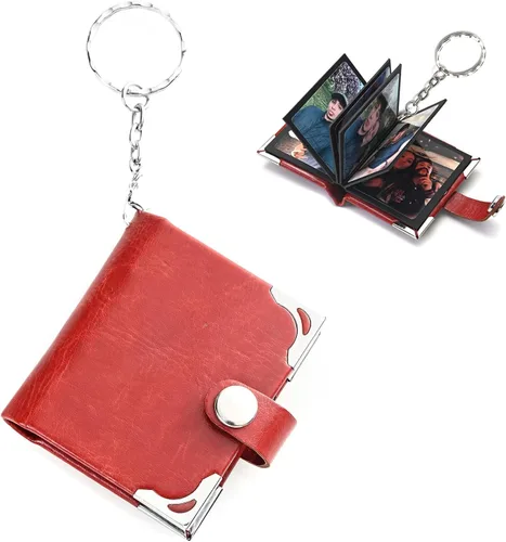 Miniatura 9 de Llavero personalizado con foto personalizado álbum de fotos de cuero llavero bolsillo mini álbum de fotos