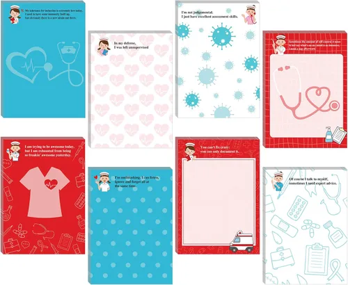 Miniatura 10 de Chinco 8 Piezas Blocs de Notas Divertidos para Enfermeras Notas Adhesivas para Enfermeras Autoadhesivas Blocs de Notas Sarcásticos Suministros