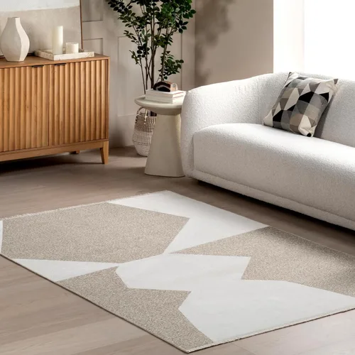 Miniatura 30 de Nuloom Versa Kirby - Alfombra de área color crema, 4 x 6 pies, azulejos, suave y acogedora, con alto tráfico, resistente a las manchas, fácil