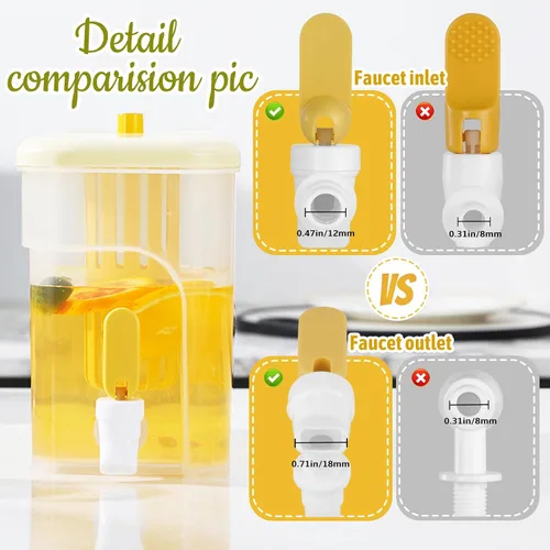 Miniatura 3 de Dispensador de bebidas de 1 galón para refrigerador, recipiente de agua con grifo, dispensador de agua de galón mejorado, jarra de té helado