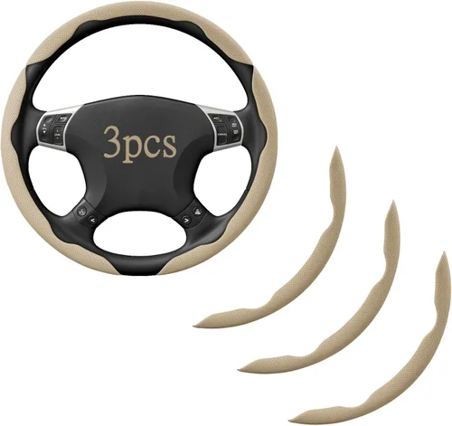 Miniatura 9 de Fundas para volante, 3 piezas de fibra de carbono antideslizante con clip en el volante del automóvil, protector universal para la mayoría de ruedas
