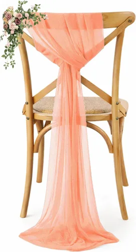 Miniatura 44 de VDS Paquete de 25, Rojo Manzana, Lazos de Gasa para Sillas con Bordado de Chiffon, Funda para Silla con Moño en la Parte Posterior, Ideal