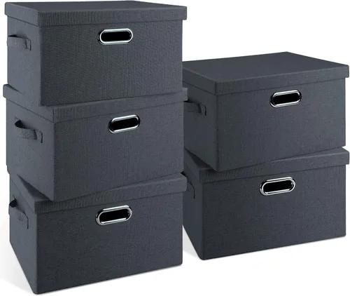 Miniatura 27 de Graciadeco Contenedores de almacenamiento plegables grandes de 17 pulgadas y 36 cuartos de galón con tapas, paquete de 3 cajas de almacenamiento