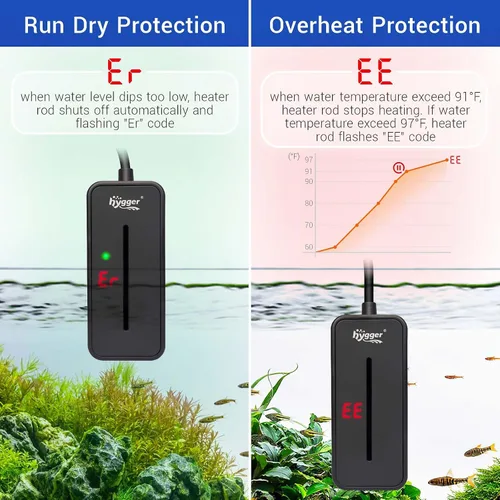 Miniatura 3 de hygger Calentador de acuario sumergible pequeño de 25 W, mini calentador de pecera Betta con pantalla LED, temperatura ajustable para tanques