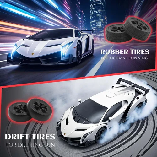Miniatura 2 de QUN XING Coche de control remoto 1:24 oficialmente licenciado Lambo veneno RC Drift Car con luces LED 2.4GHz 4WD 15KM/H de alta velocidad, batería