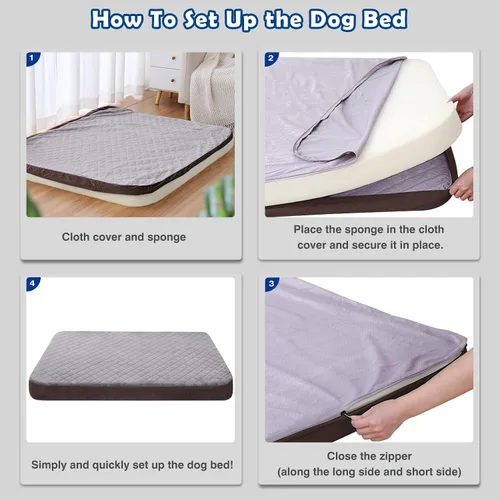 Miniatura 2 de Cama para Perros Extra Grandes, Colchón de Cama para Perros Jumbo de Espuma Ortopédica, Cama para Dormir de Mascotas de 47 Pulgadas para Alivio
