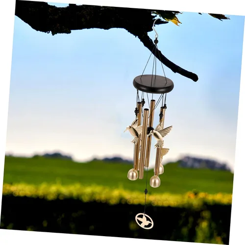 Miniatura 6 de Abaodam Campana de viento de colibrí para decoración al aire libre, tubos de aluminio, campana colgante de jardín para patio, campanillas de viento