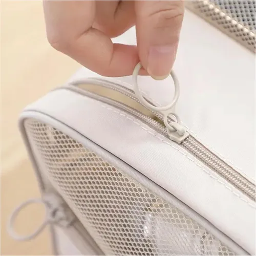 Miniatura 3 de Neceser de viaje – Pequeño organizador colgante de baño y cosméticos para hombres y mujeres – Bolsa de viaje para artículos de tocador, Beige