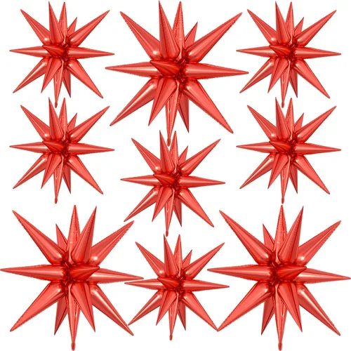 Miniatura 10 de 9 piezas de globos de estrella beige, grandes globos de papel de aluminio en forma de estrella en explosión, globos de Mylar en punta color crema