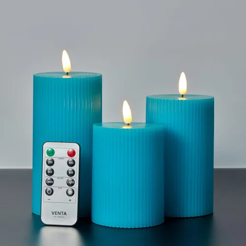 Miniatura 16 de VENTA Juego de 3 velas de pilar de marfil cálido Velas de cera real operadas por baterías con llama parpadeante Decoración atemporal para todo