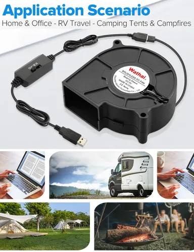 Miniatura 6 de Wathai - Ventilador USB de 75 mm x 30 mm, turbina centrífuga de 5 V para caja de computadora DIY, receptor de cine en casa, impresoras 3D
